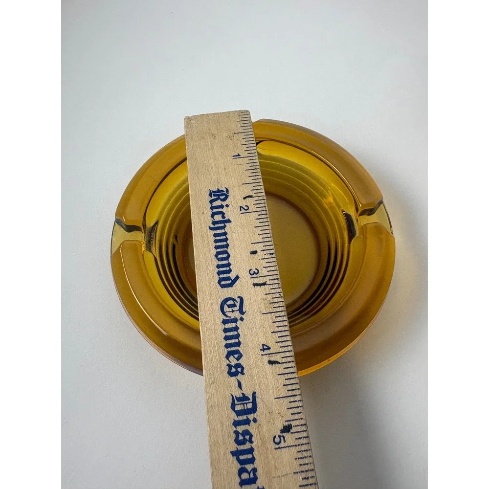 Amber Glass Ashtray Vintage Round Cigar Cigarette Holder for Home Decor‎